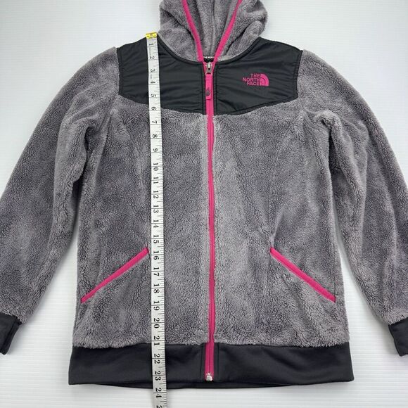 The North Face Oso Full Zip Fleece Hoodie Jacket Gray Pink Girls Large 14 / 16 - Picture 8 of 8